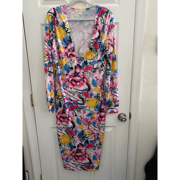 White Floral Maxi Dress plus size Party Dress 1XL - Picture 3 of 7